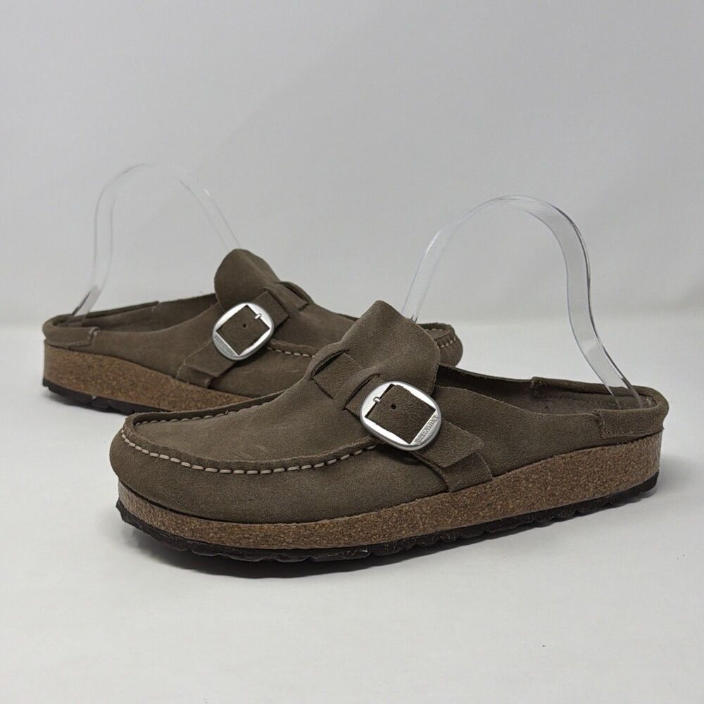 Birkenstock Buckley Taupe Suede Clogs Mule Shoes Women 8 Men 6 EU39 AUTH